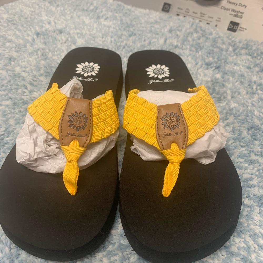 Yellow Box Black and Yellow Sandals